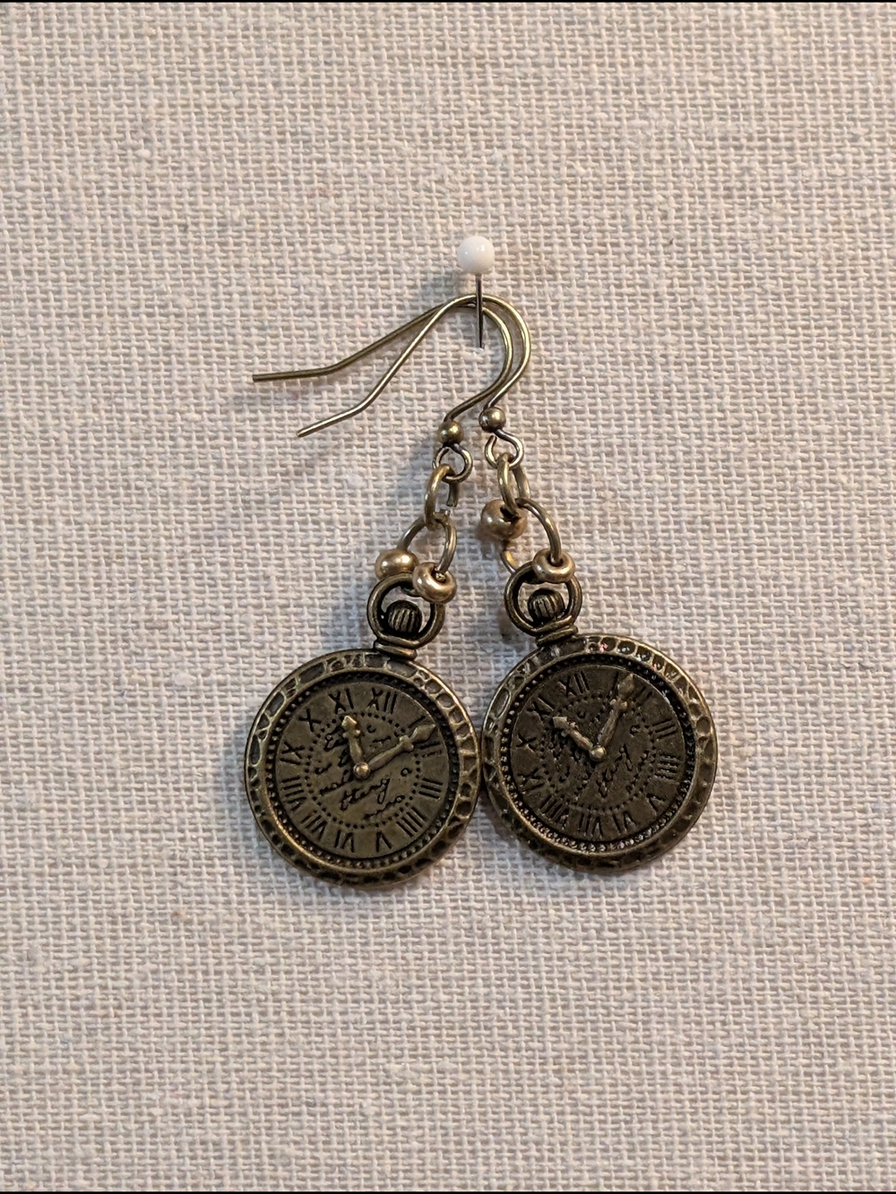 Vintage-Inspired Gold Pocket Watch Dangle Earrings